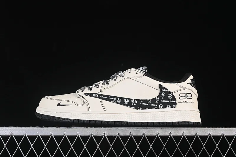 All categories Air Jordan Jordan series basketball shoes Air Jordan 1 Low High-end customized low-top sneakers Travis Scott x Fragment Design x Air Jordan 1 Low OG SP AJ1 Joe 1 joint off-white black hook Paris print low-top cultural casual sneakers DS2025-002